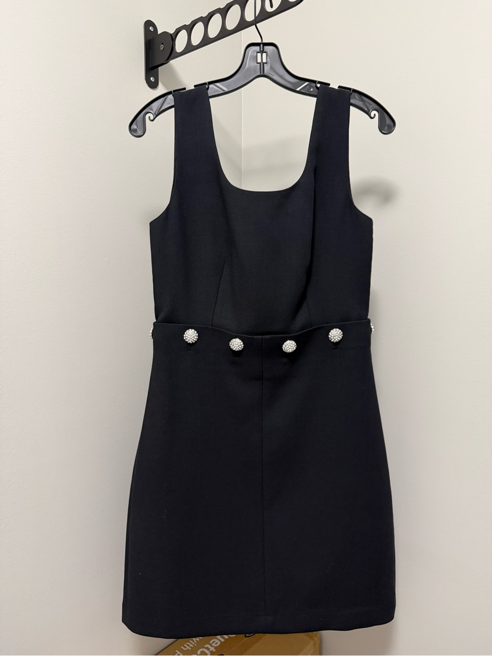 Tory Burch Black Jewel-Button Mini Shift Dress